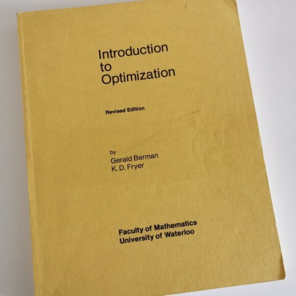 1970 Introduction to Optimization Textbook University Waterloo Vintage Maths